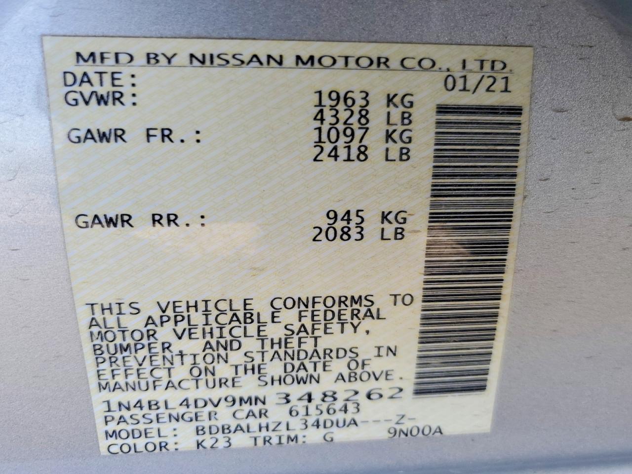 2021 NISSAN ALTIMA