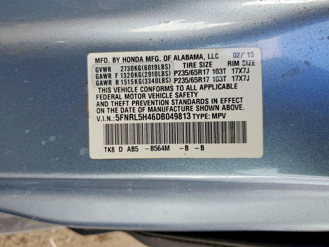 2013 HONDA ODYSSEY
