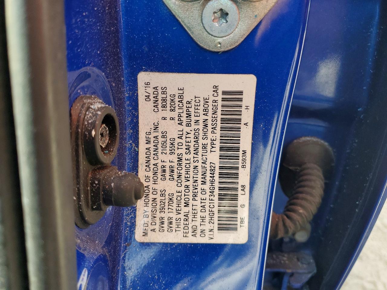 2016 HONDA CIVIC