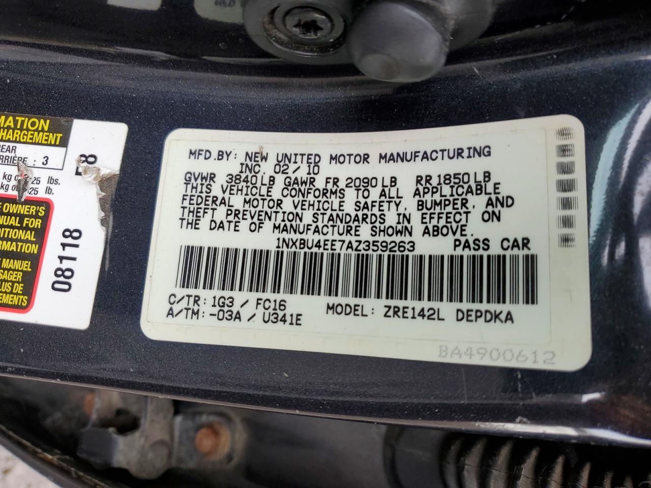 2010 TOYOTA COROLLA