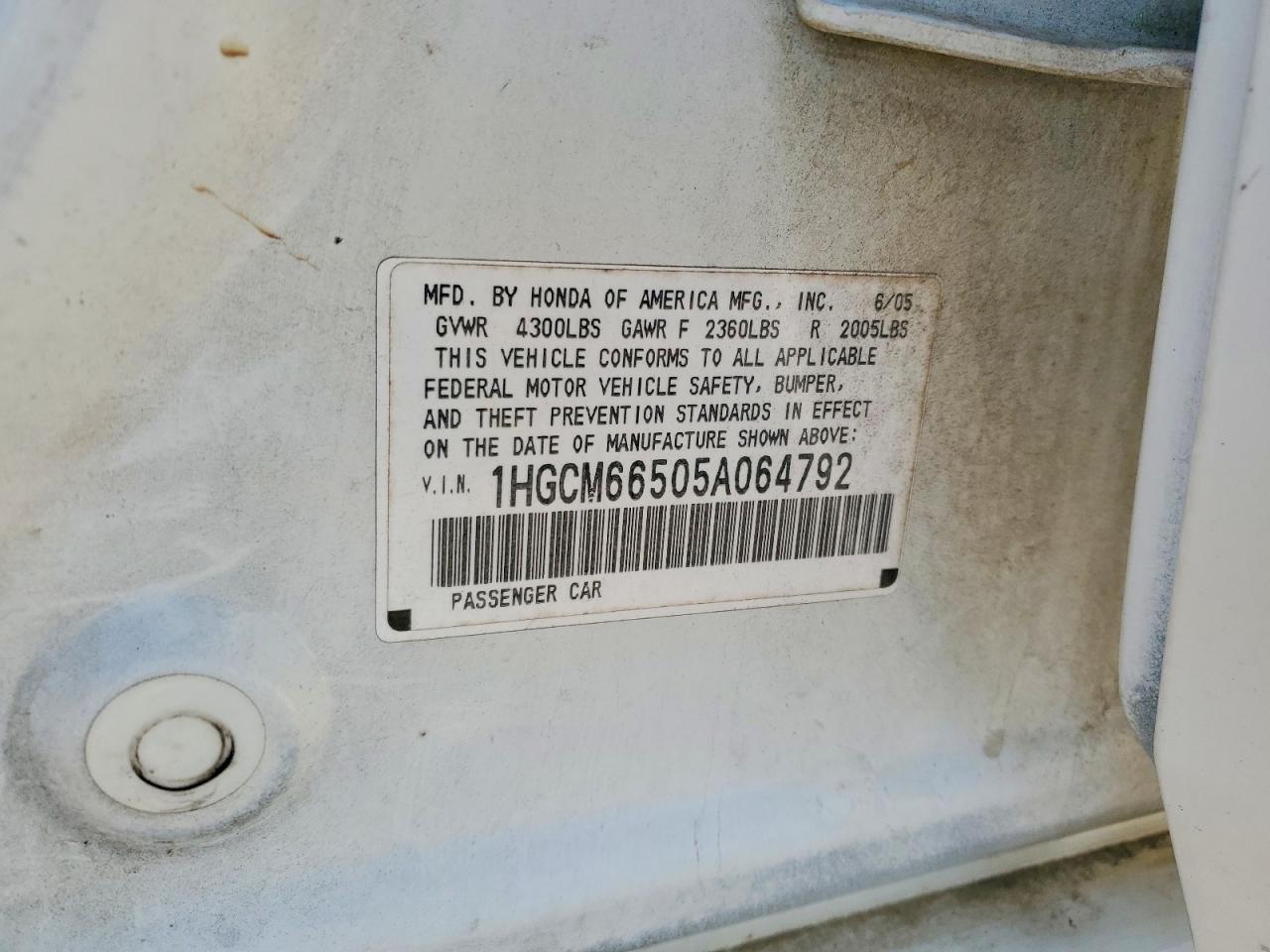2005 HONDA ACCORD