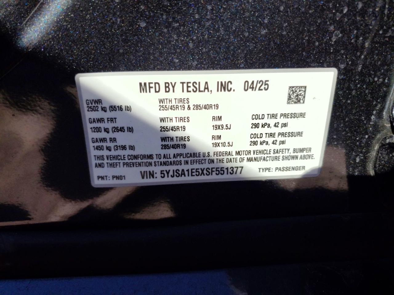 2025 TESLA MODEL S