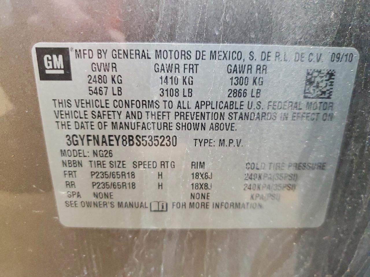 2011 CADILLAC SRX