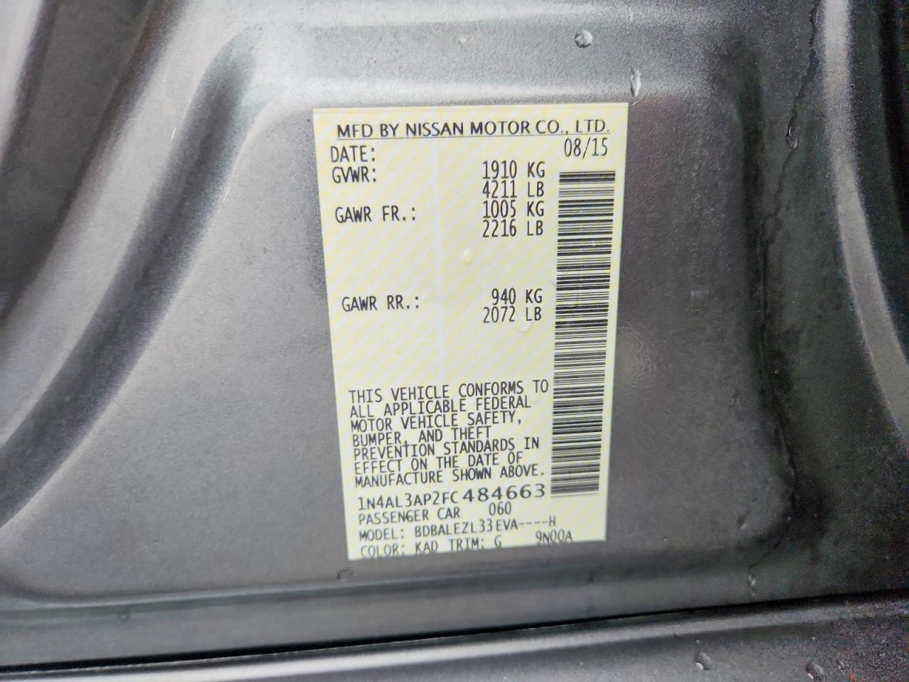 2015 NISSAN ALTIMA
