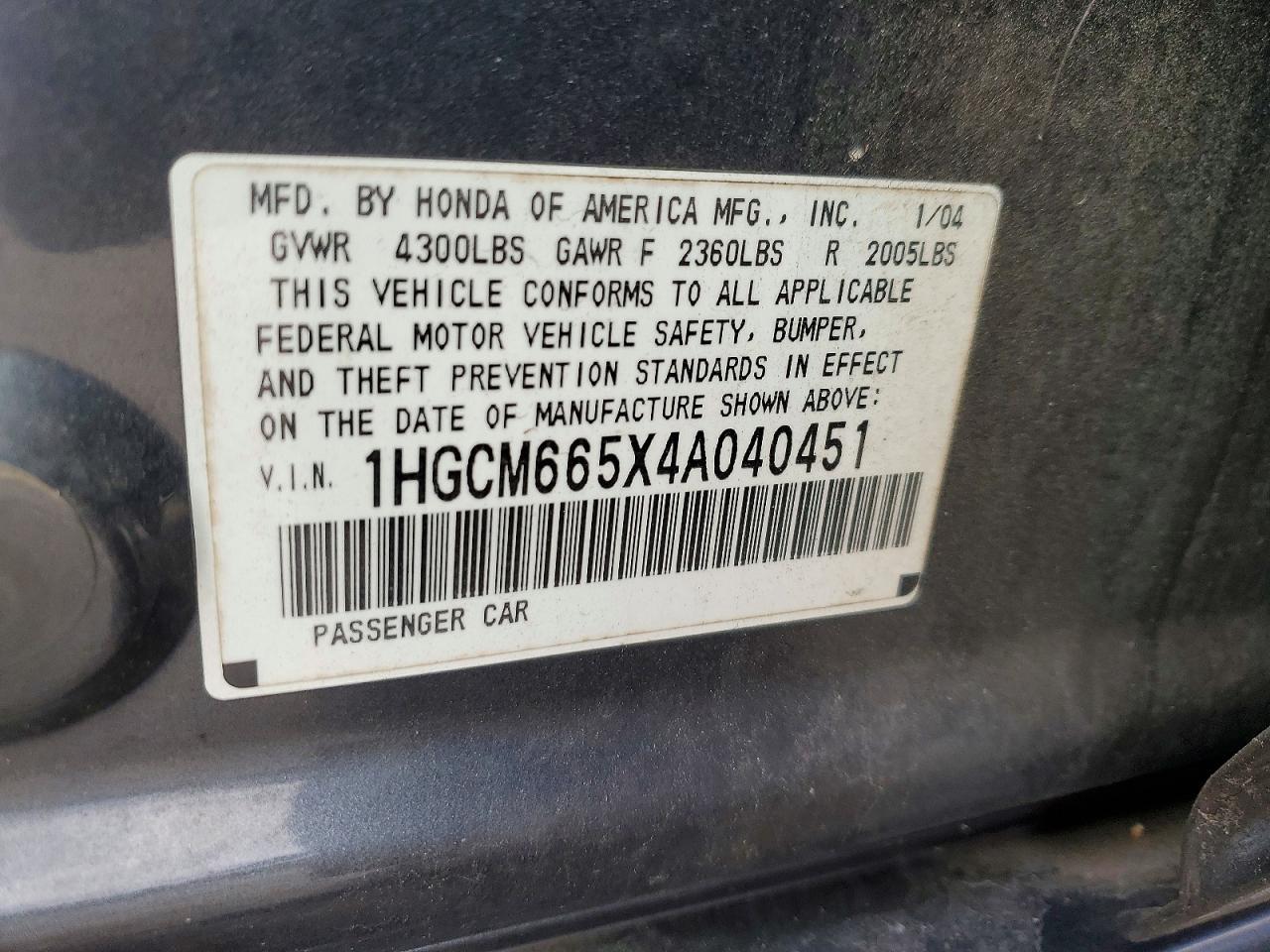 2004 HONDA ACCORD