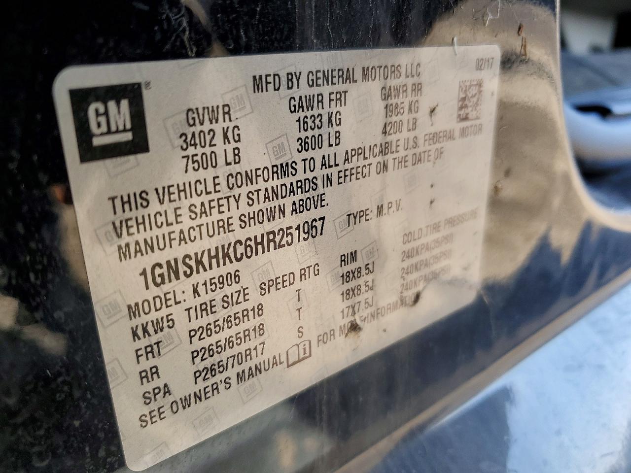2017 CHEVROLET Suburban