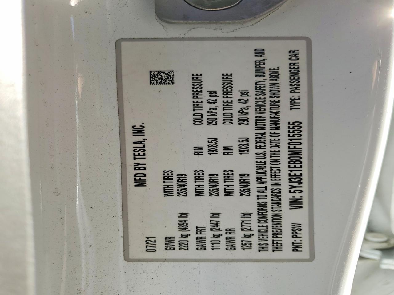 2021 TESLA MODEL 3