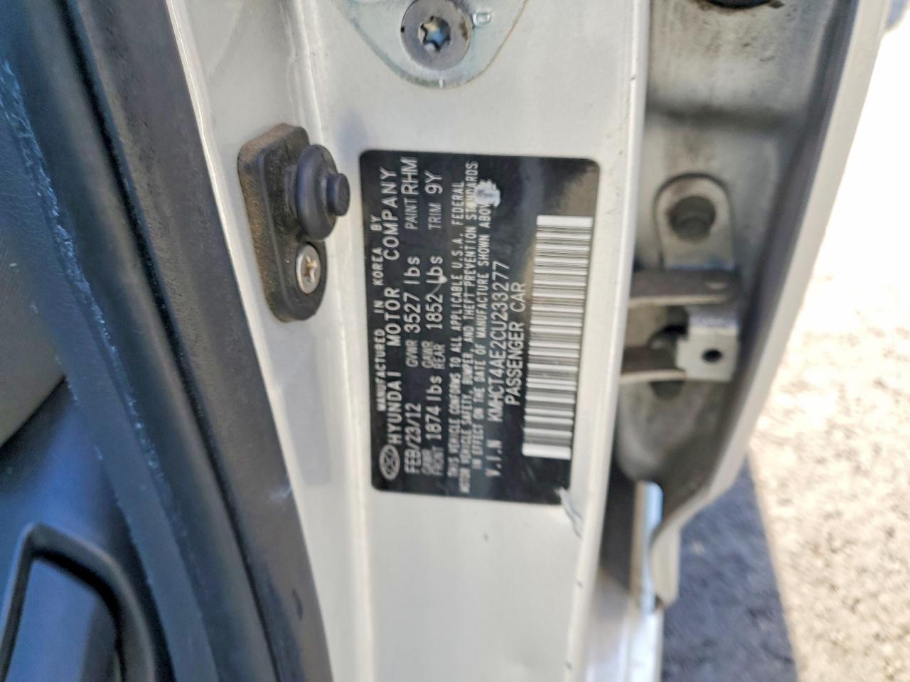 2012 HYUNDAI ACCENT