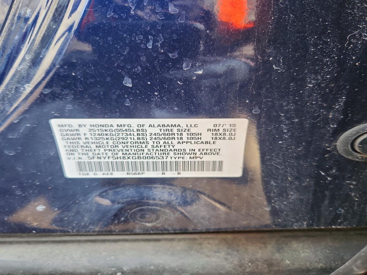 2016 HONDA PILOT