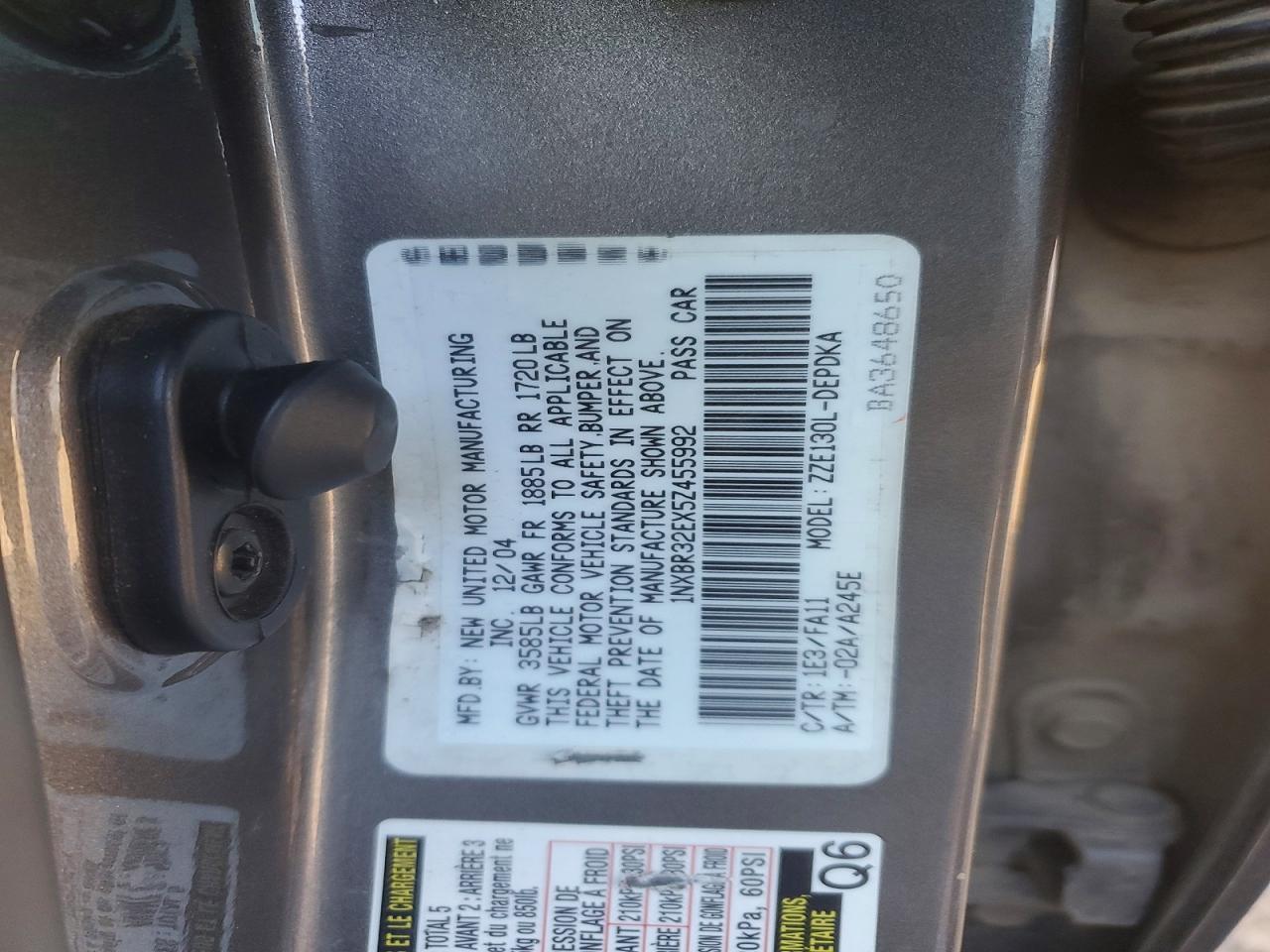 2005 TOYOTA COROLLA