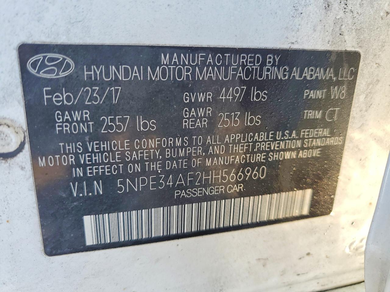 2017 HYUNDAI SONATA