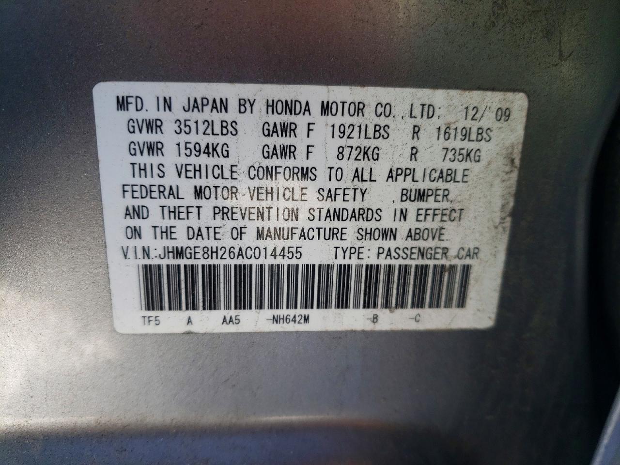 2010 HONDA FIT