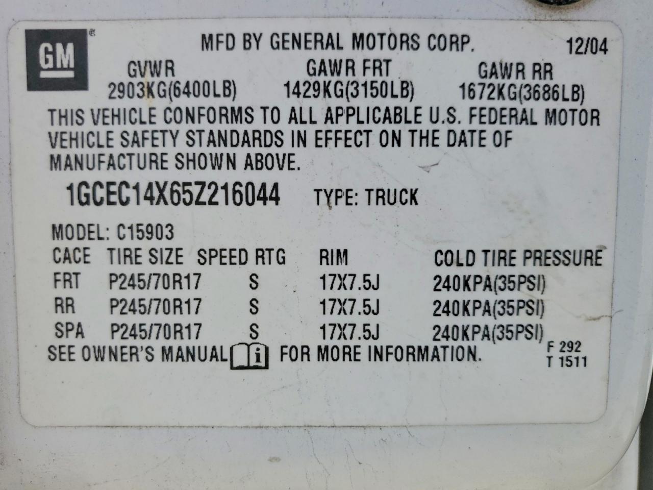 2005 CHEVROLET SILVERADO 1500