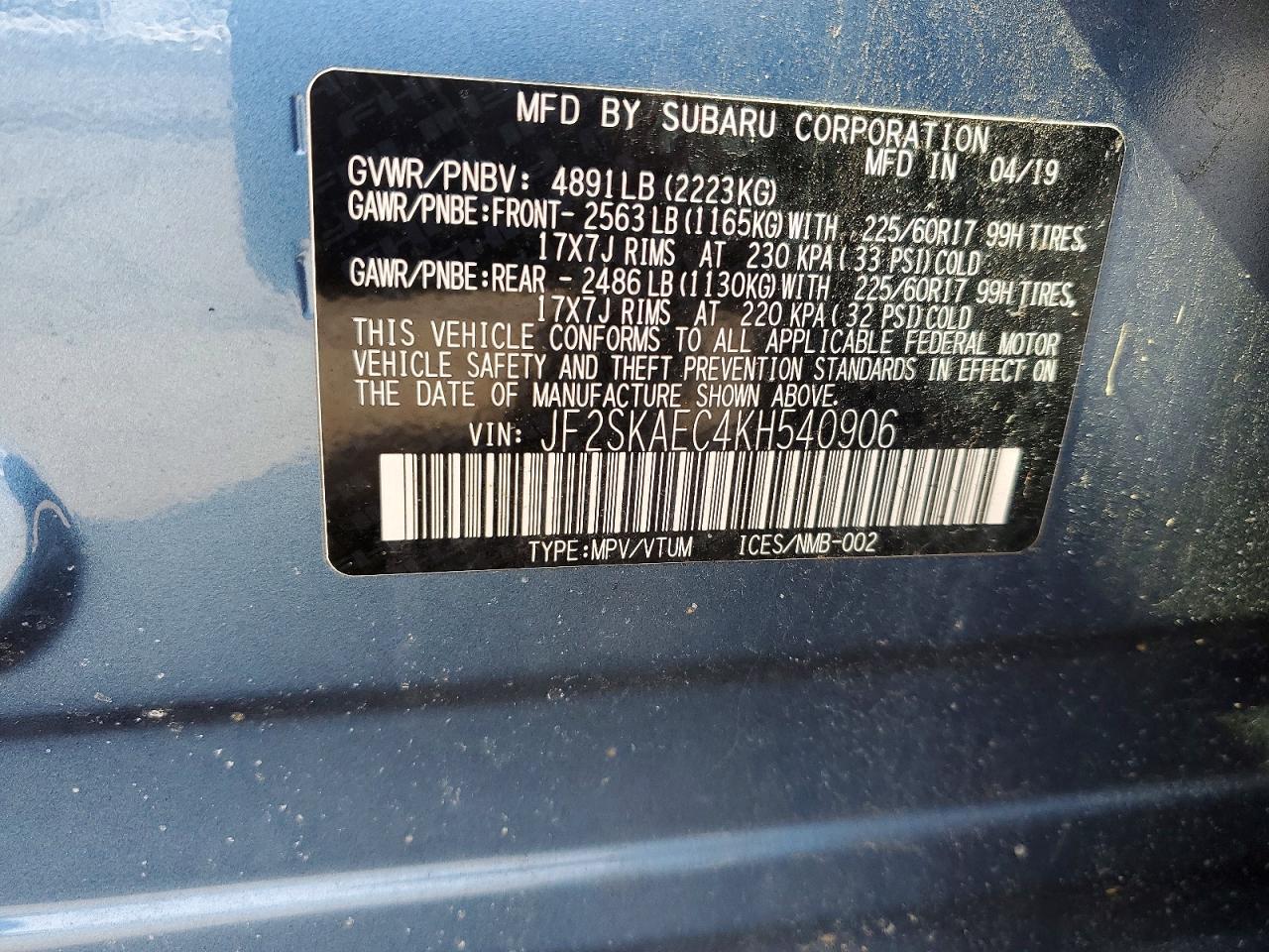 2019 SUBARU FORESTER