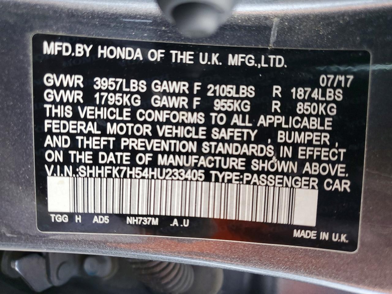 2017 HONDA CIVIC