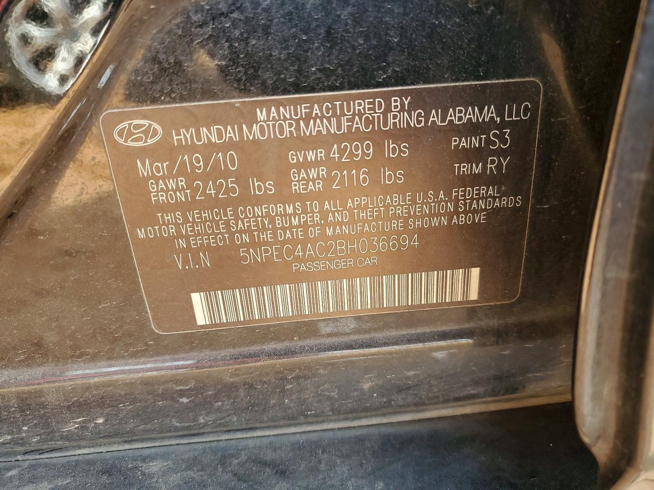 2011 HYUNDAI SONATA