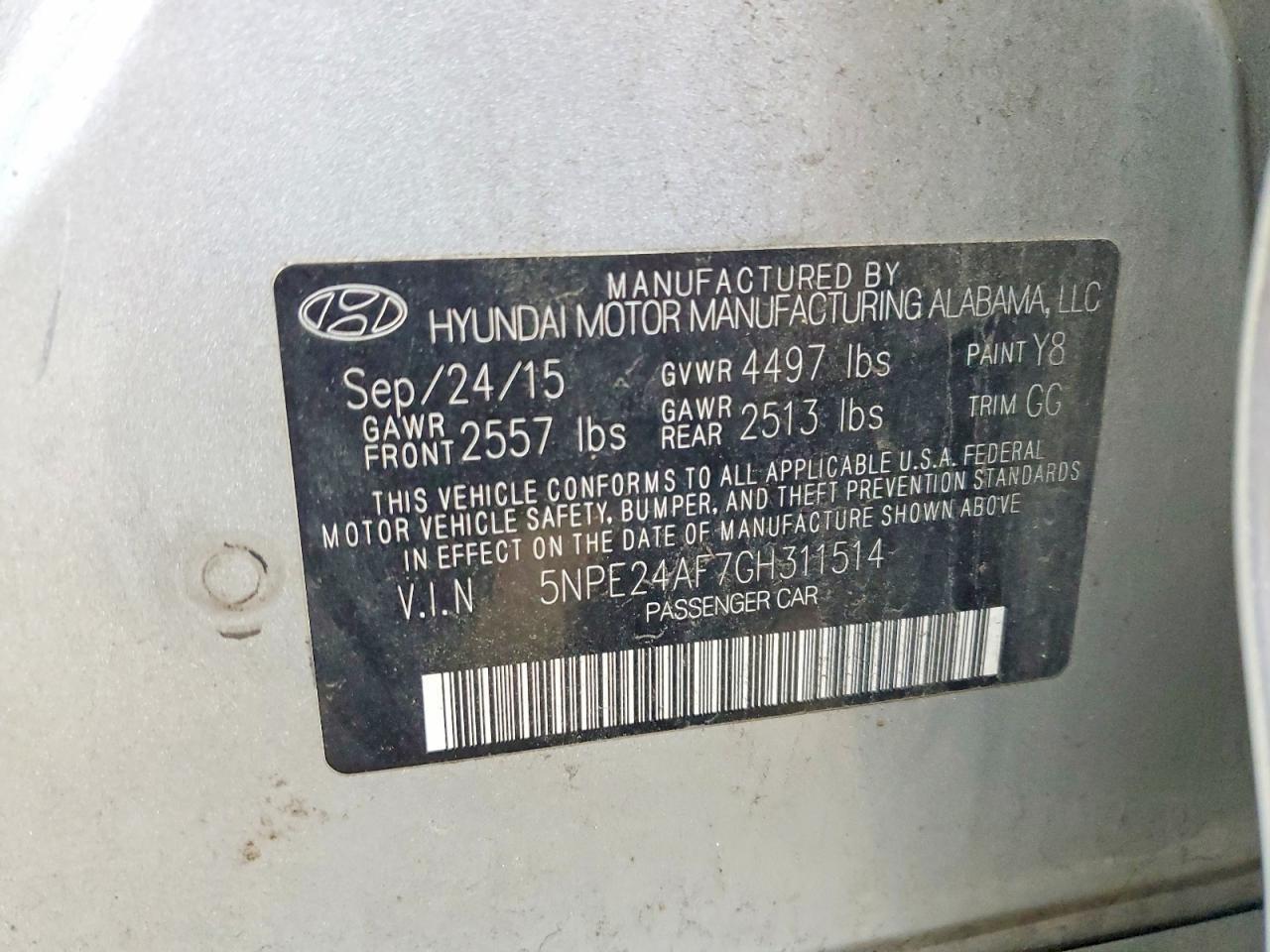 2016 HYUNDAI SONATA
