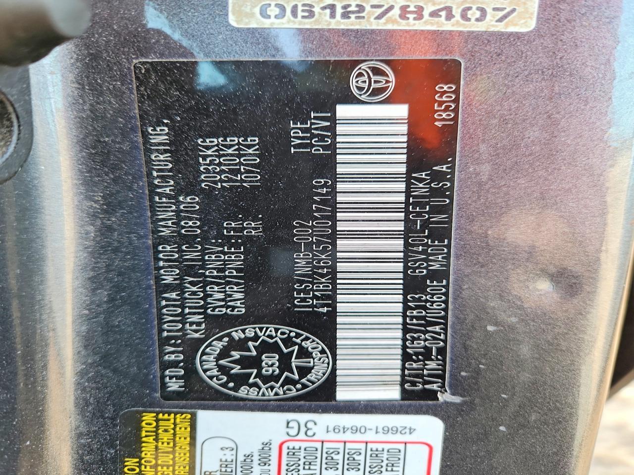 2007 TOYOTA CAMRY