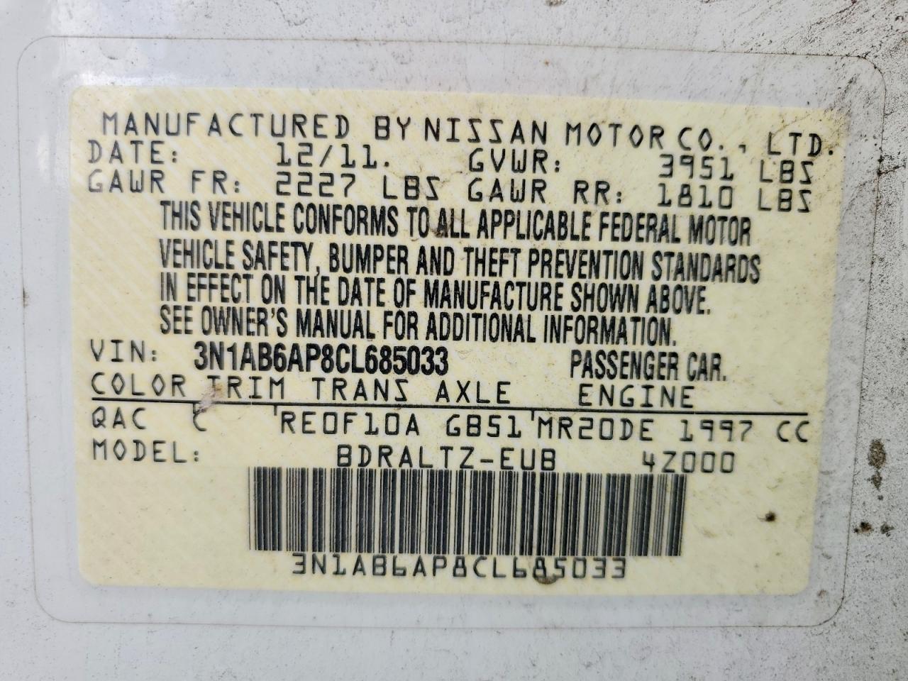 2012 NISSAN SENTRA
