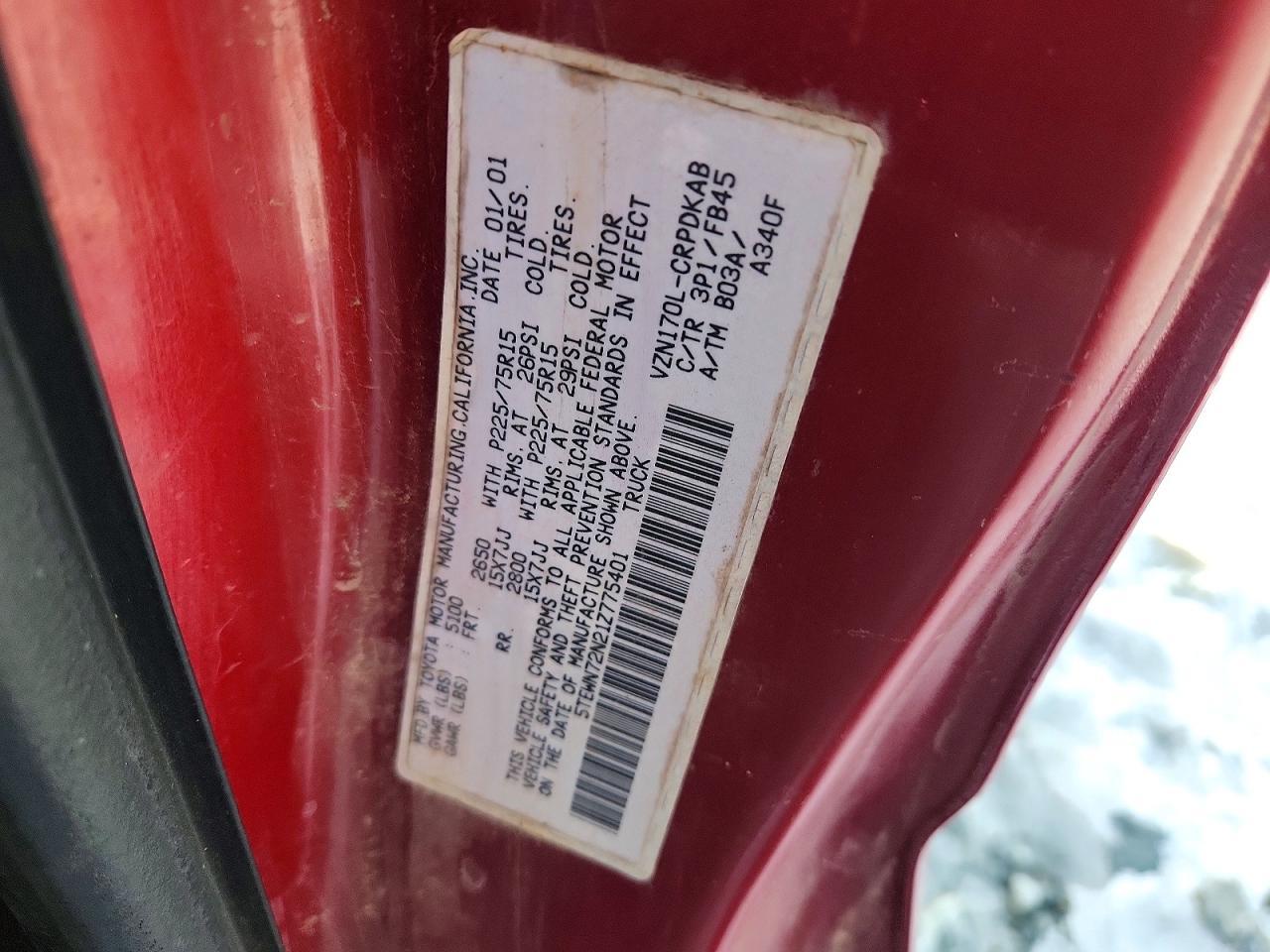 2001 TOYOTA TACOMA