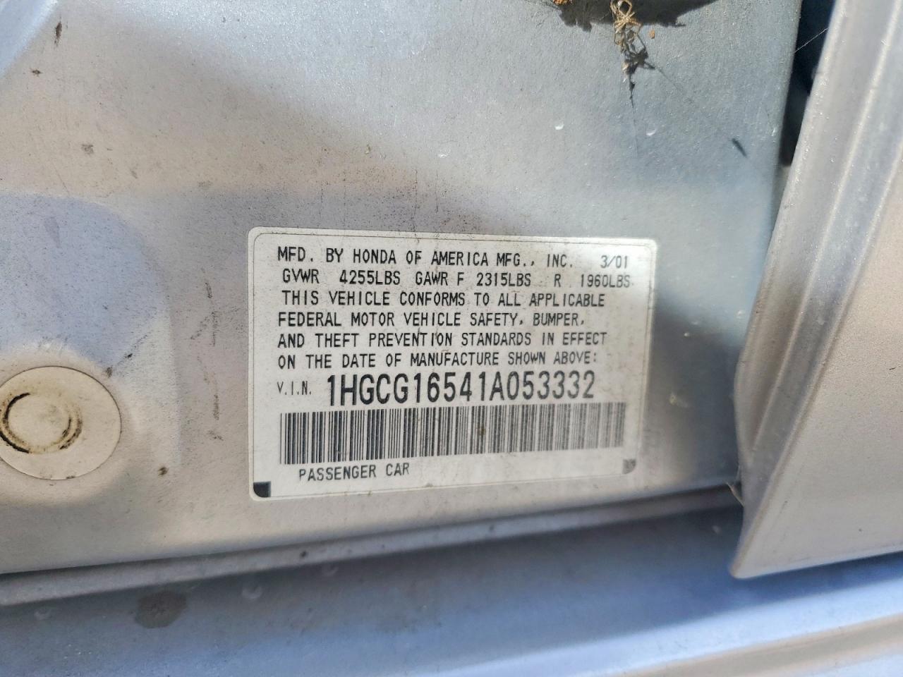 2001 HONDA ACCORD