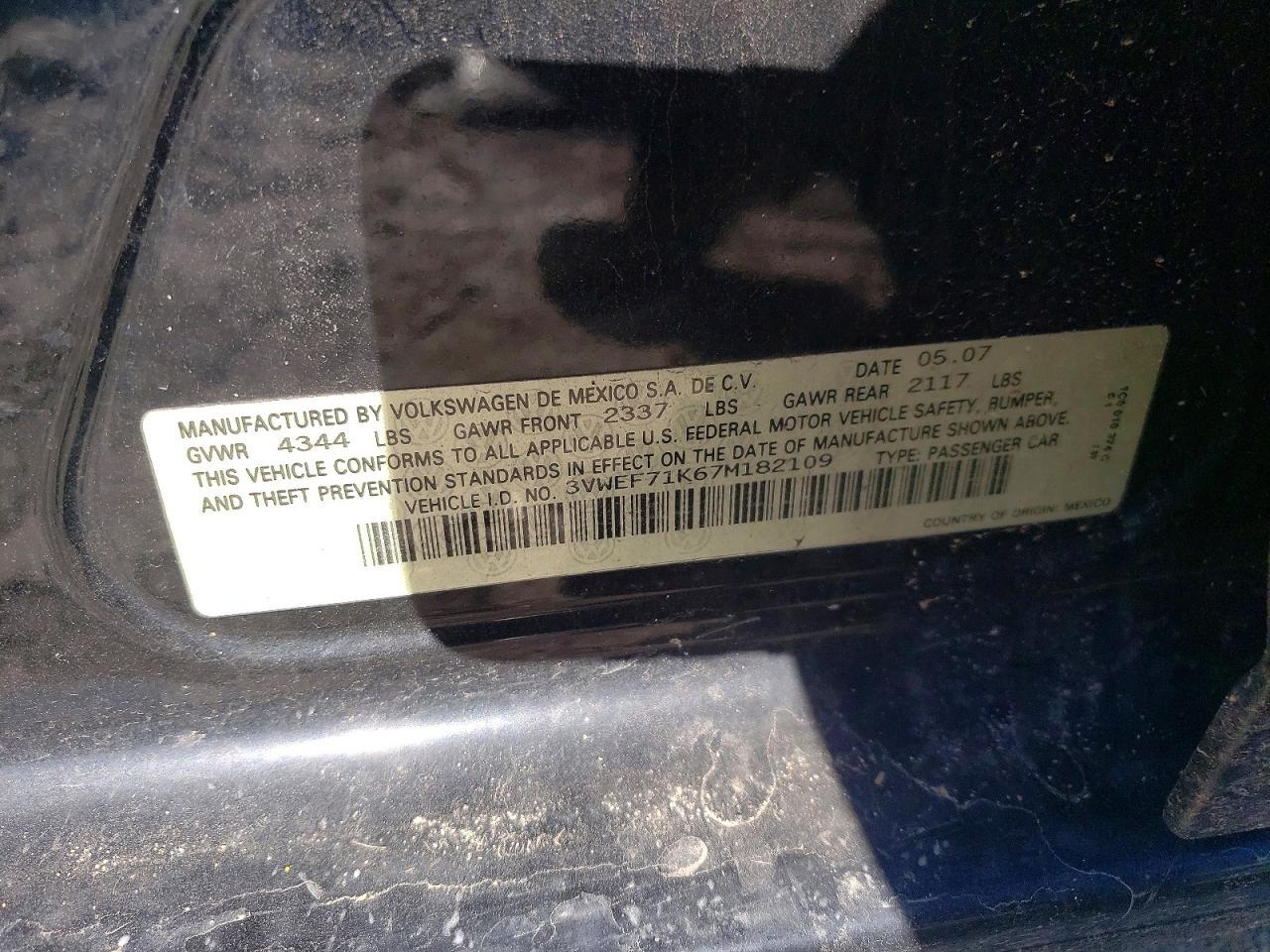 2007 VOLKSWAGEN JETTA