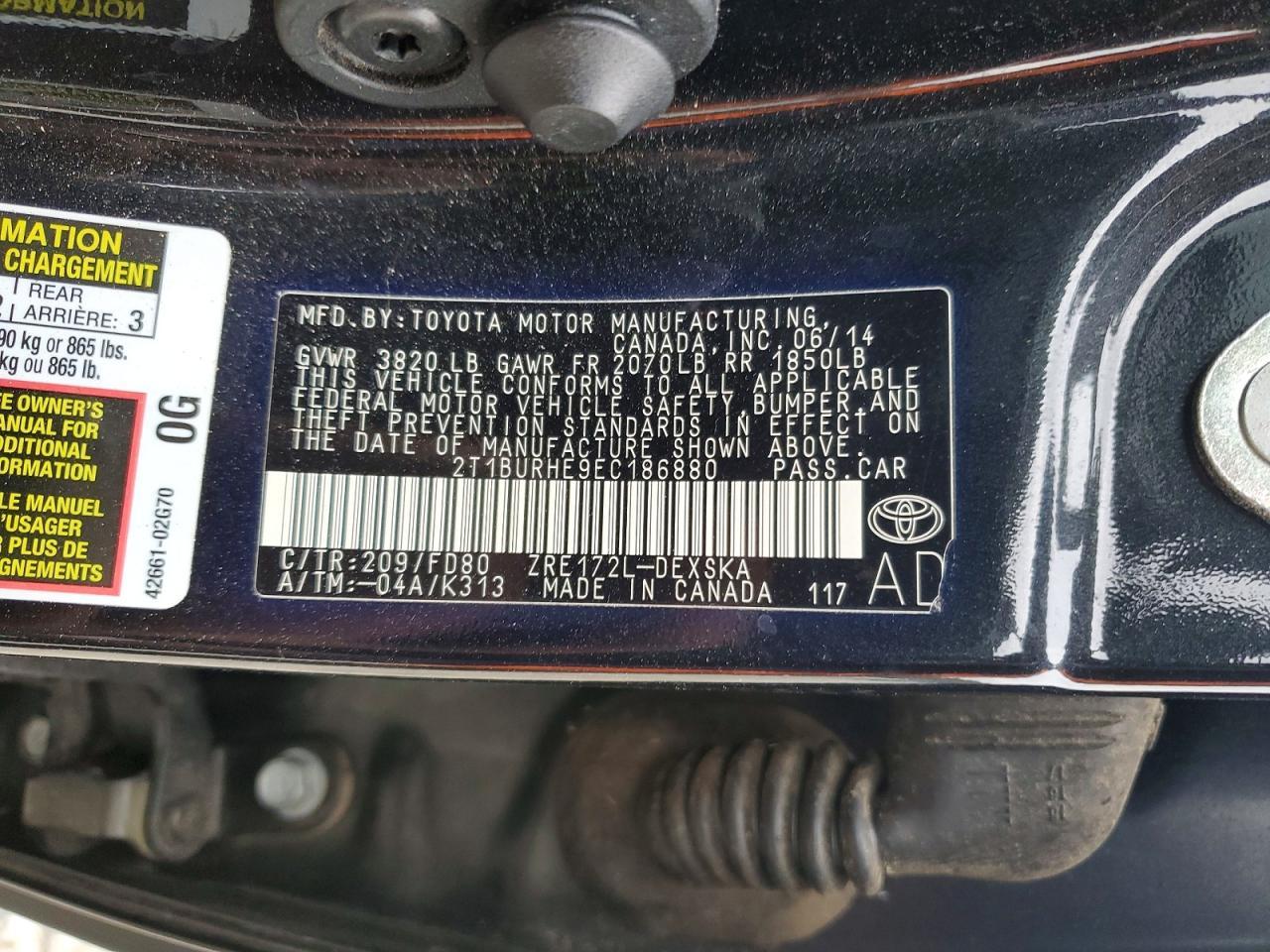 2014 TOYOTA COROLLA