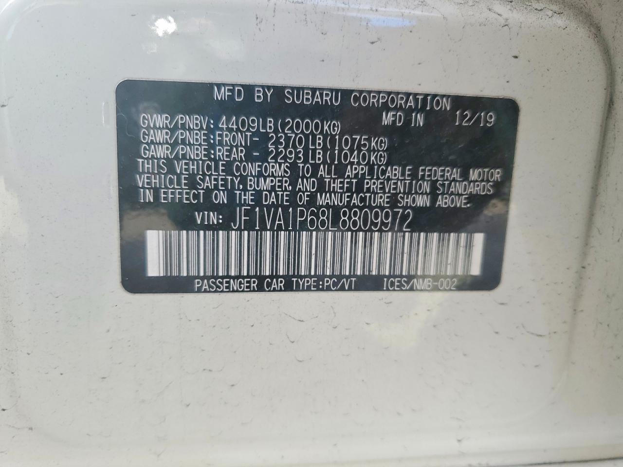 2020 SUBARU WRX