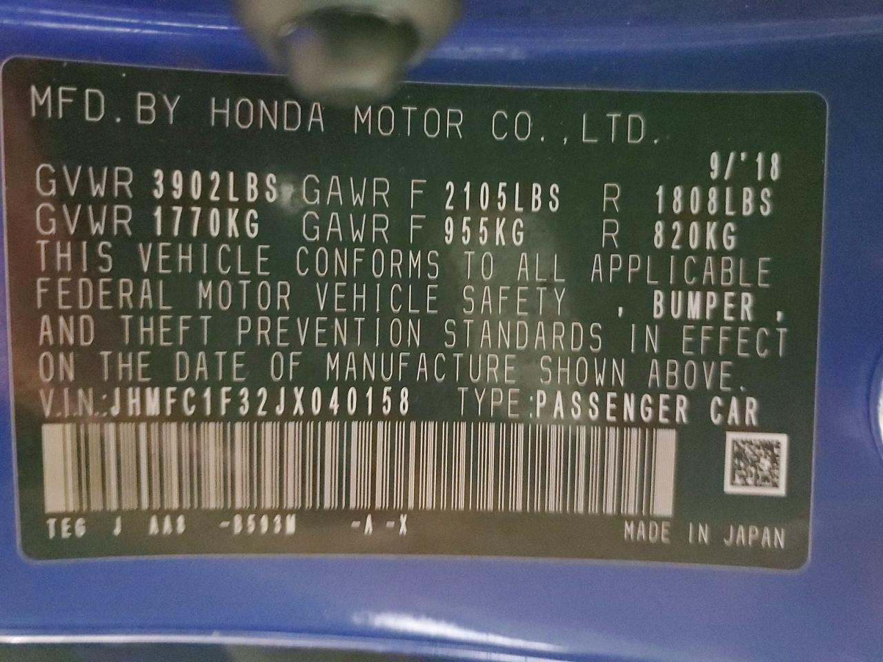 2018 HONDA CIVIC