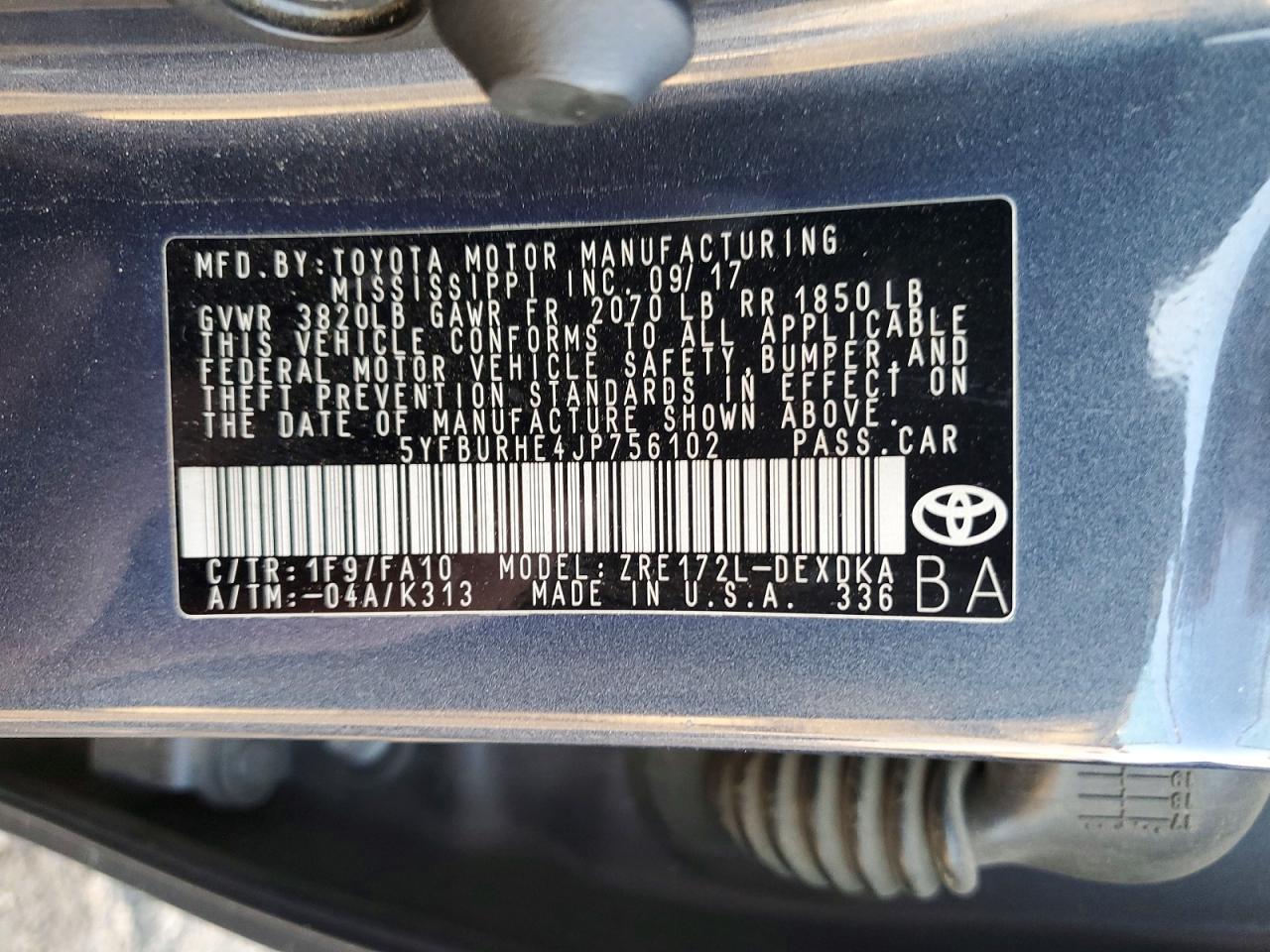 2018 TOYOTA COROLLA