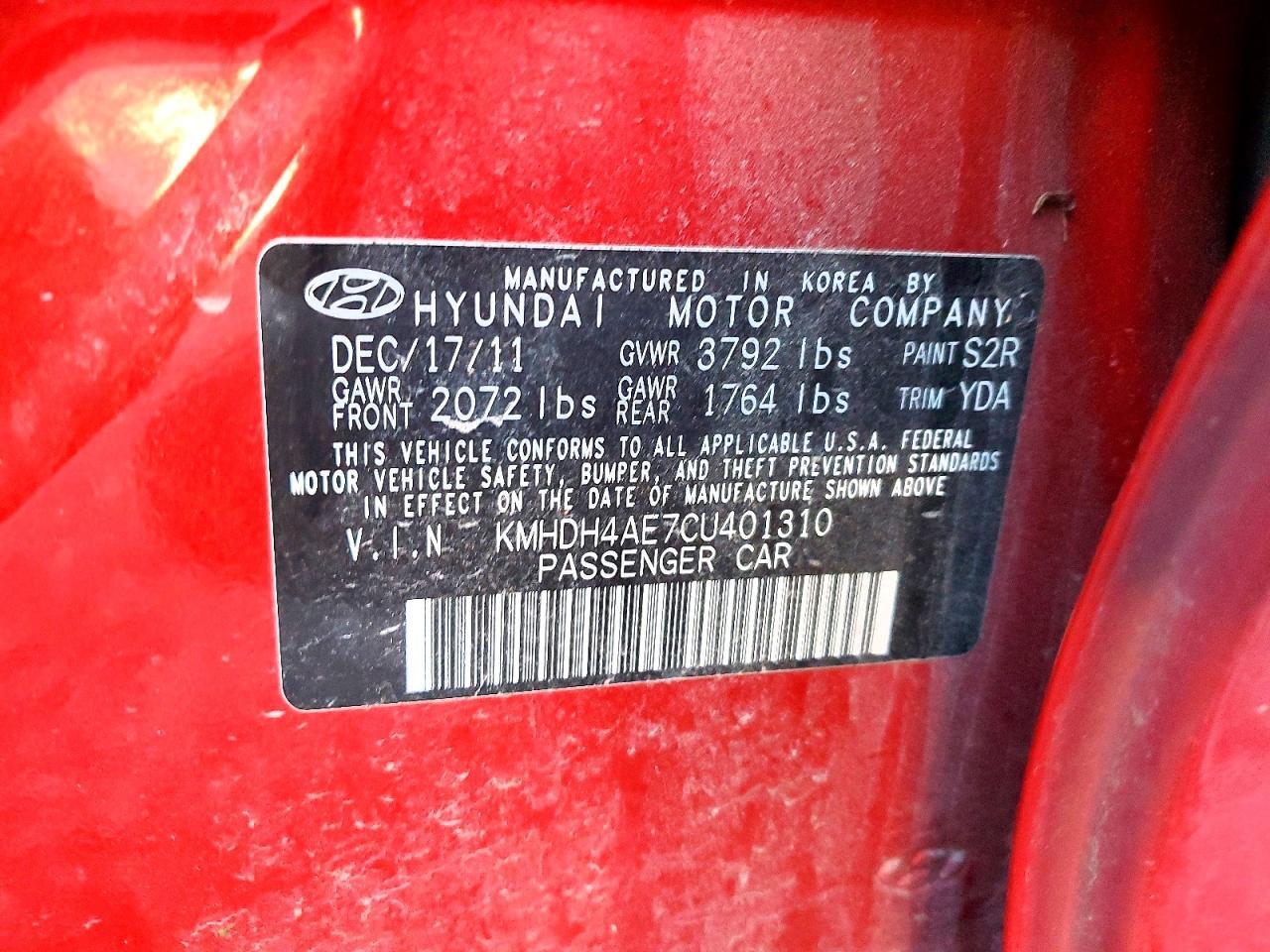 2012 HYUNDAI ELANTRA
