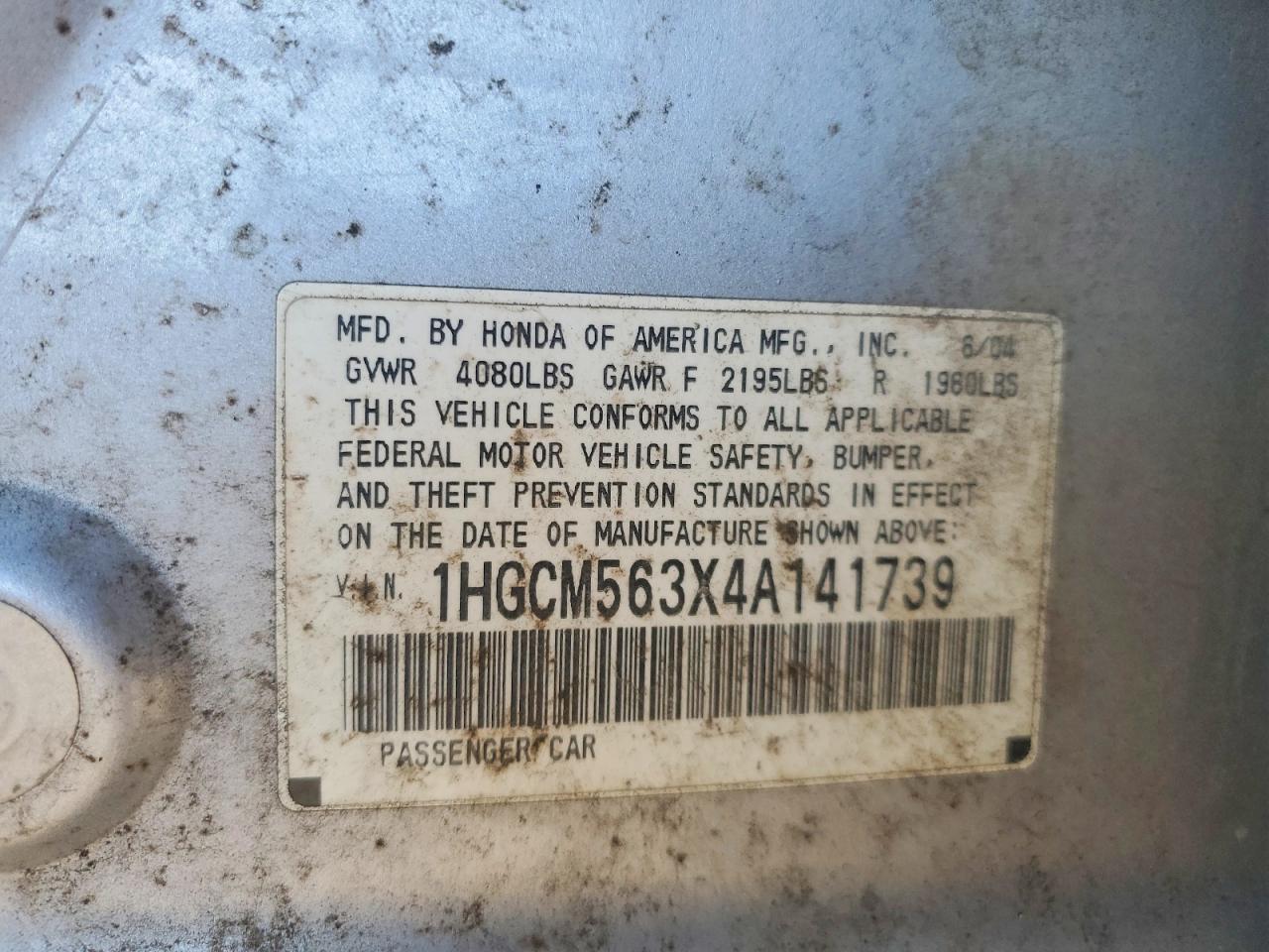 2004 HONDA ACCORD
