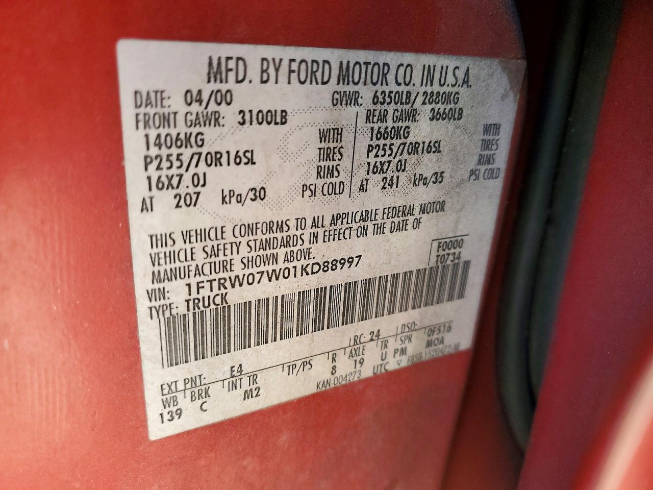 2001 FORD F-150 Lightning