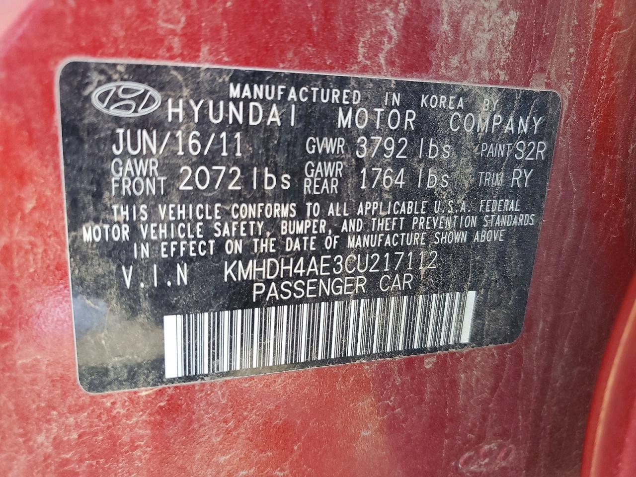2012 HYUNDAI ELANTRA