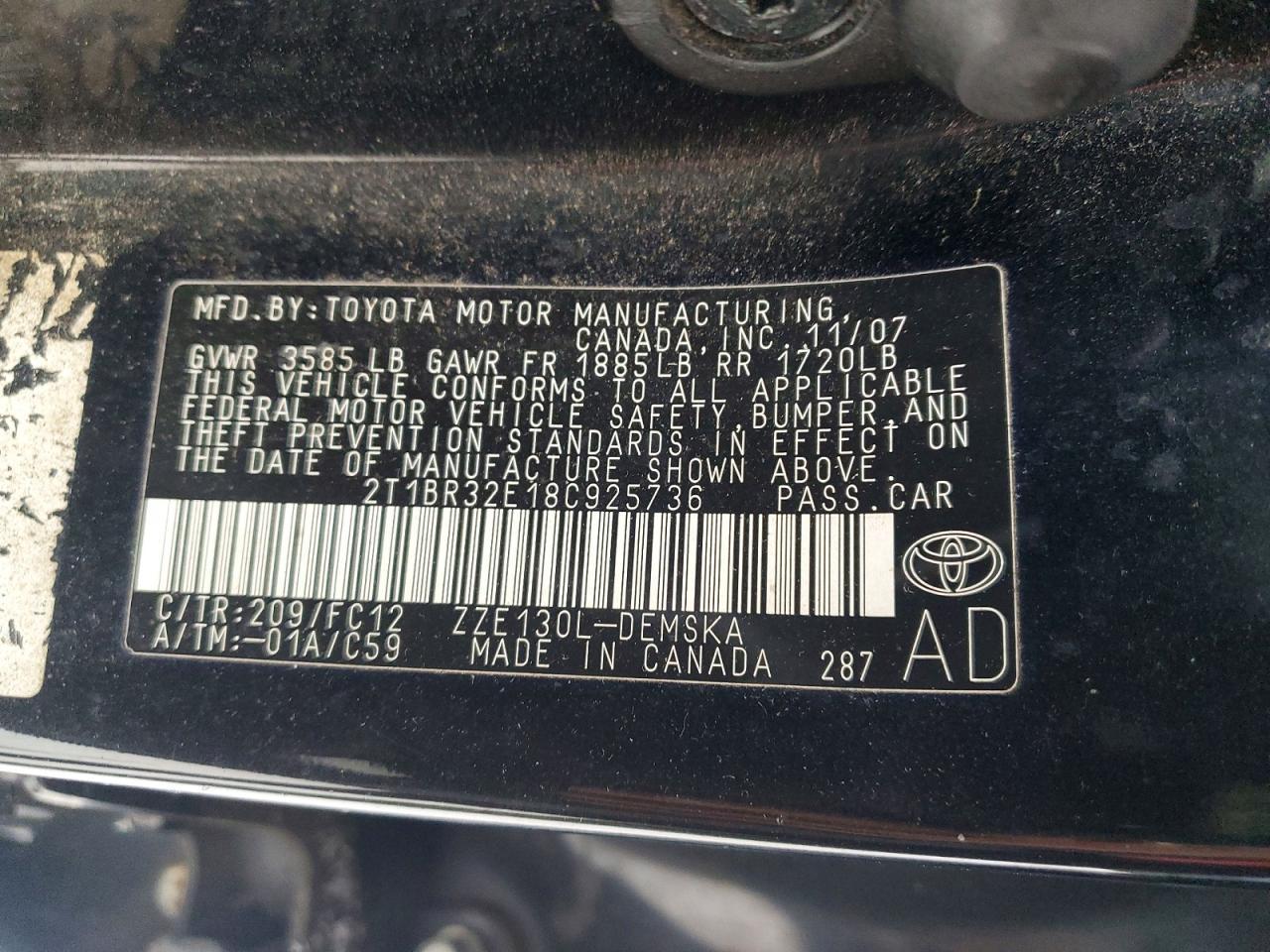 2008 TOYOTA COROLLA