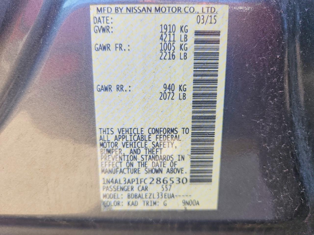 2015 NISSAN ALTIMA