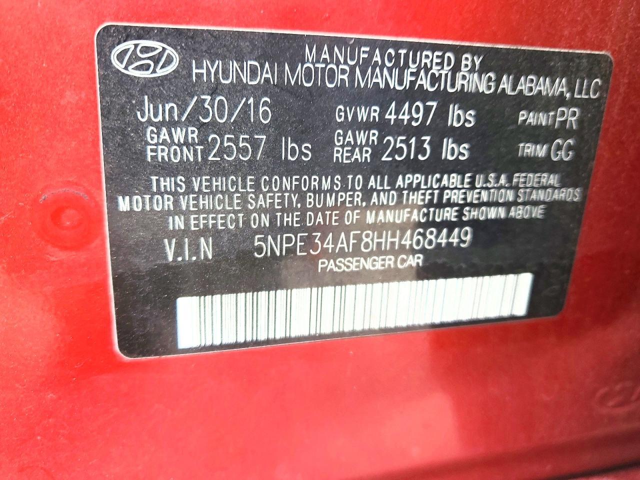 2017 HYUNDAI SONATA