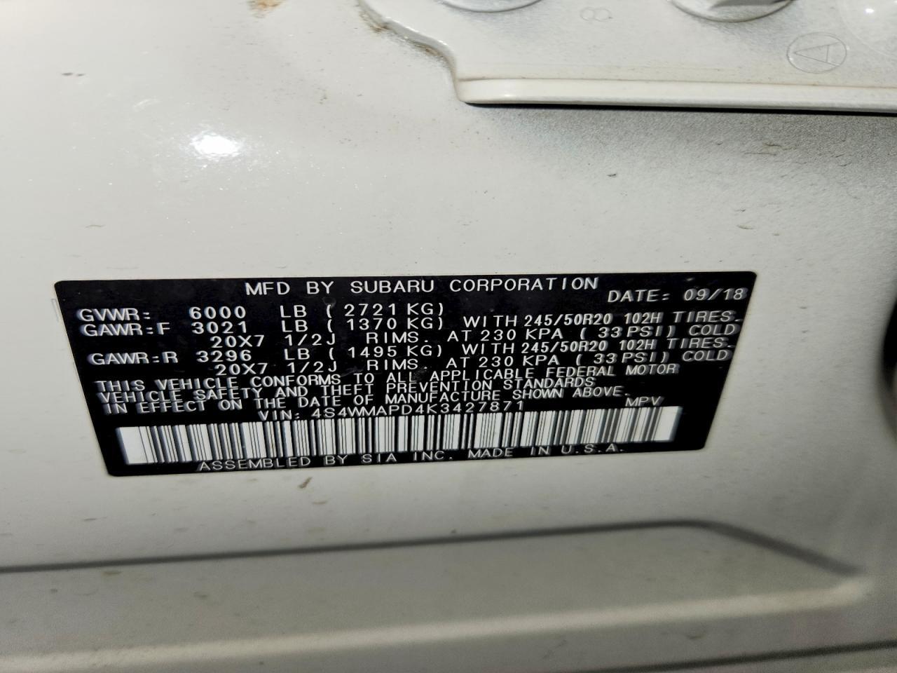 2019 SUBARU Ascent