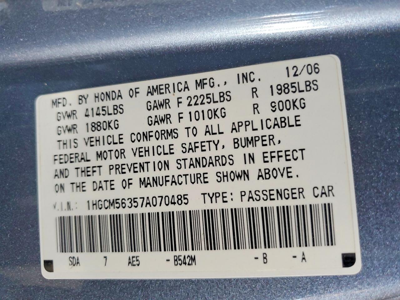 2007 HONDA ACCORD