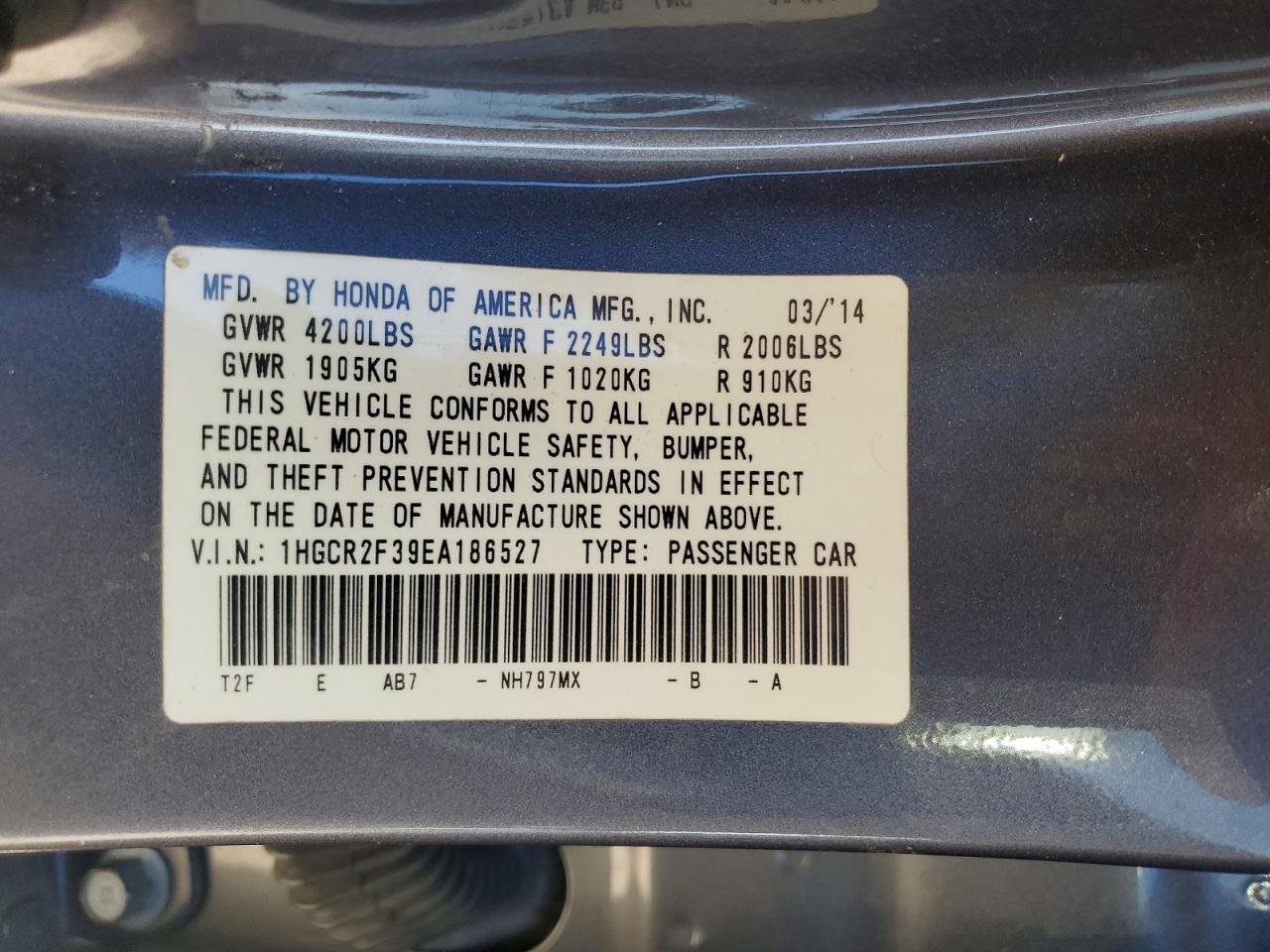 2014 HONDA ACCORD