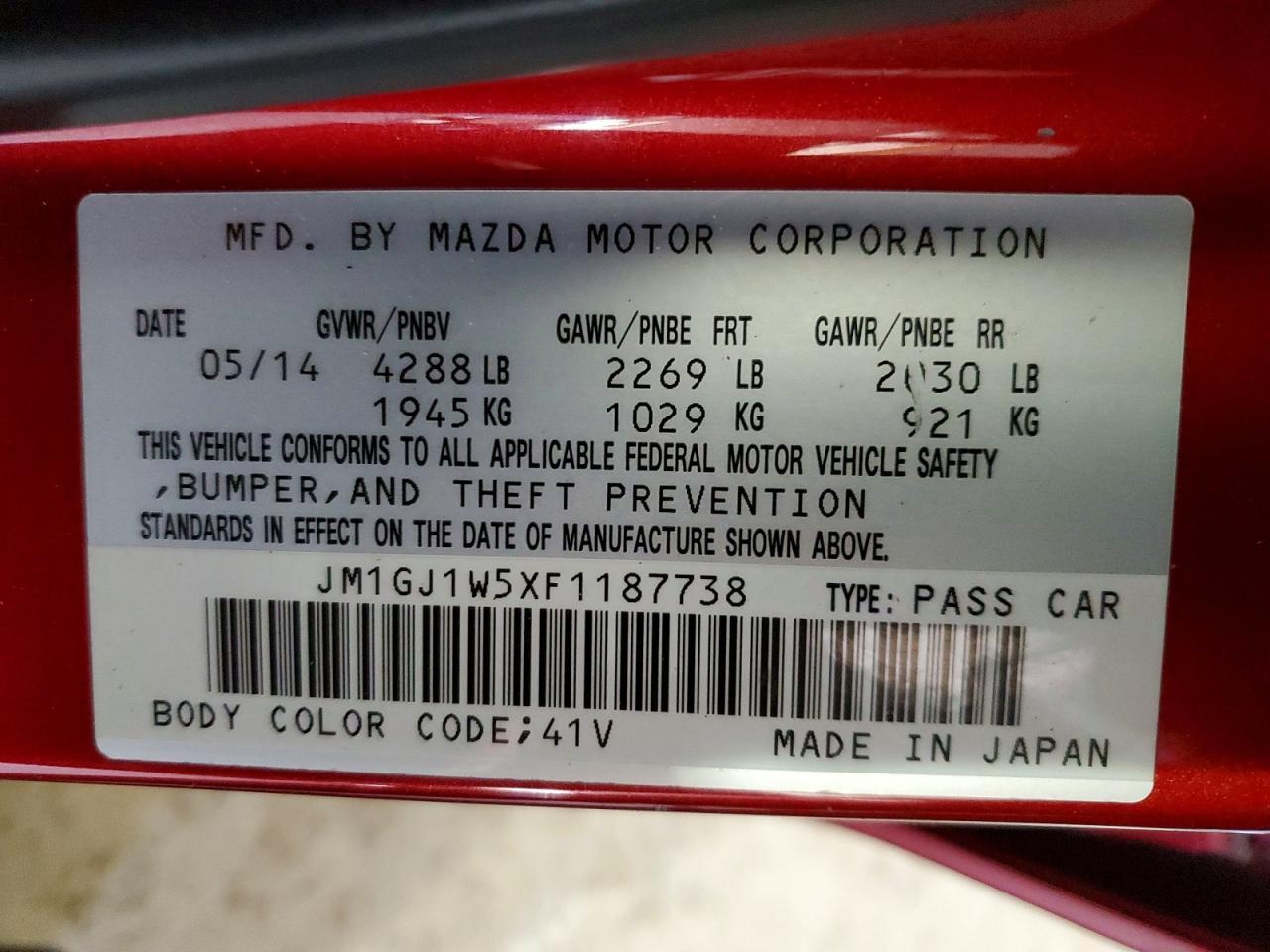2015 MAZDA 6
