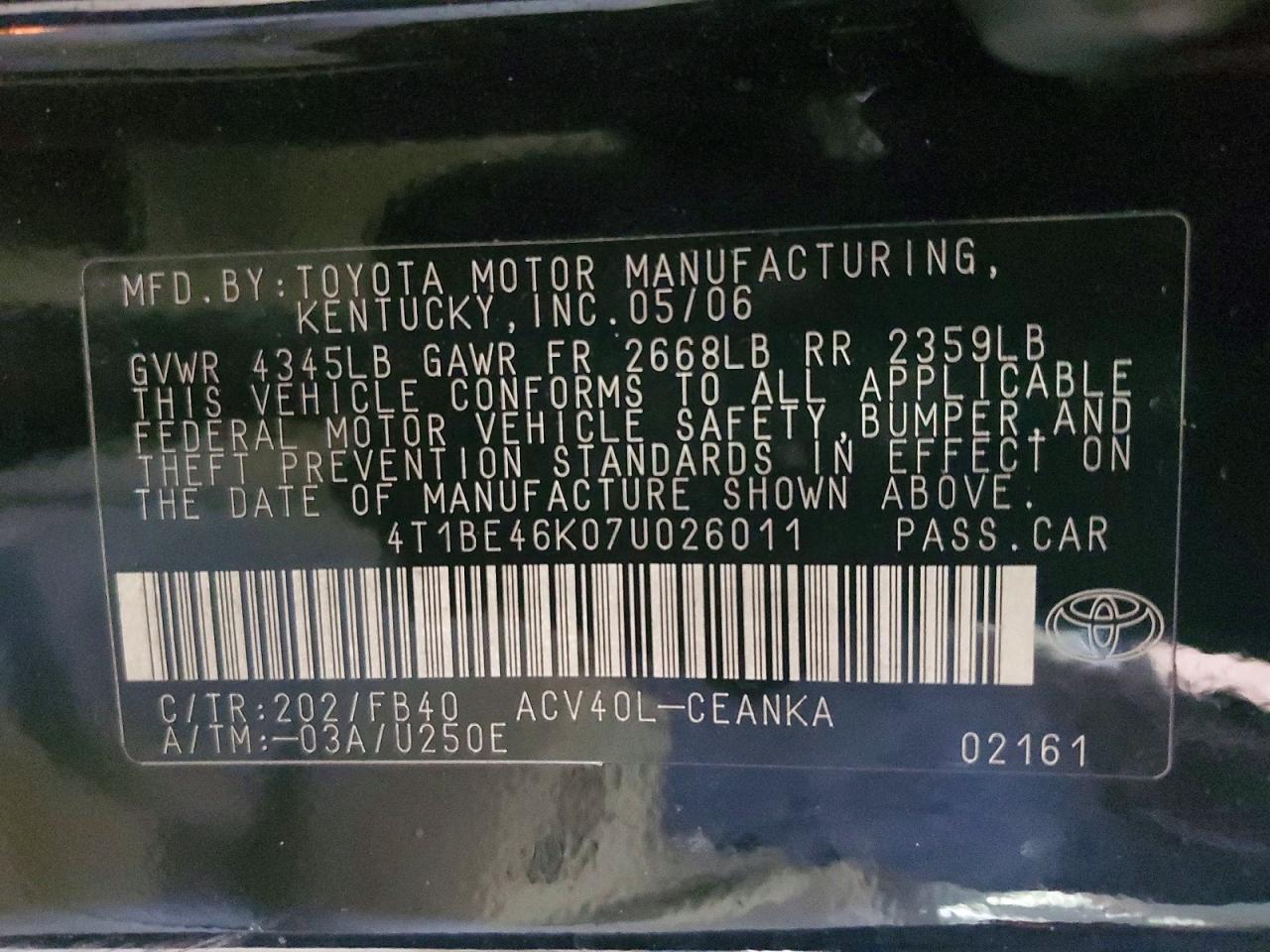 2007 TOYOTA CAMRY