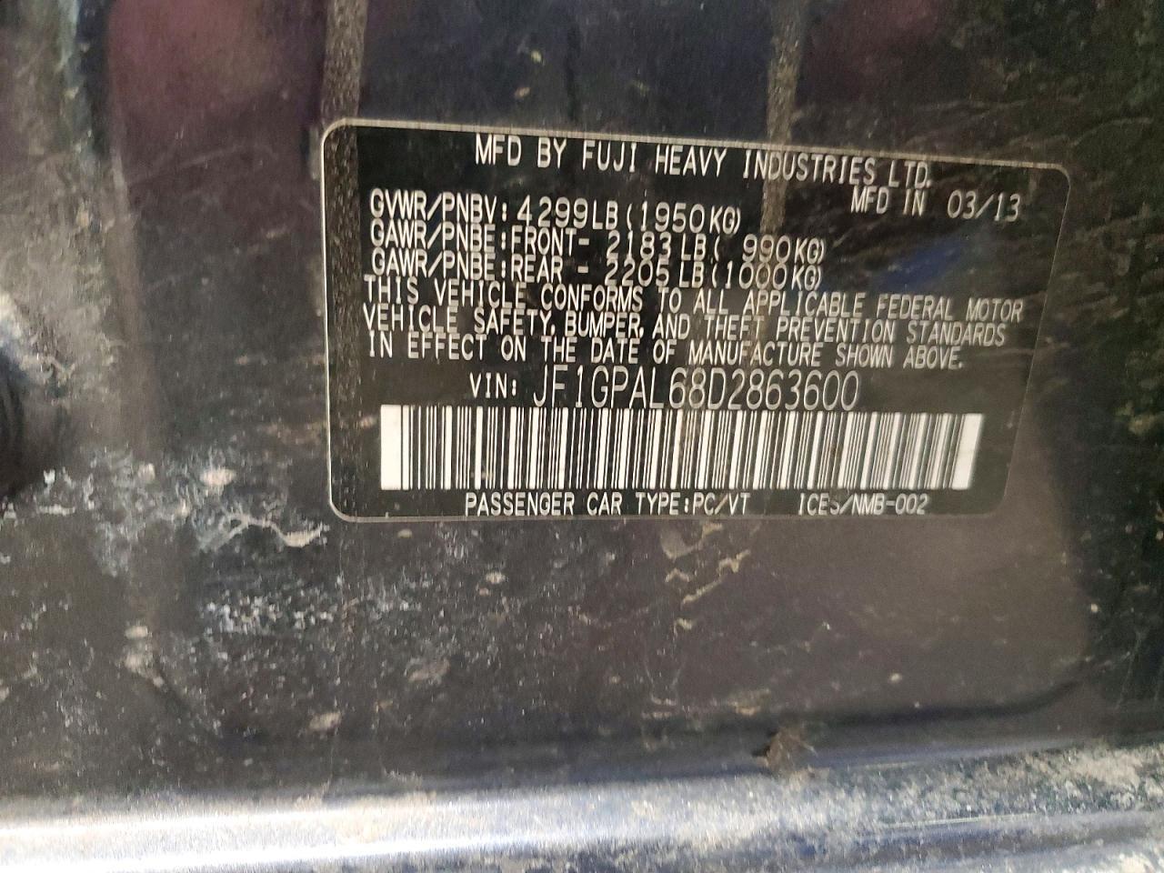 2013 SUBARU IMPREZA