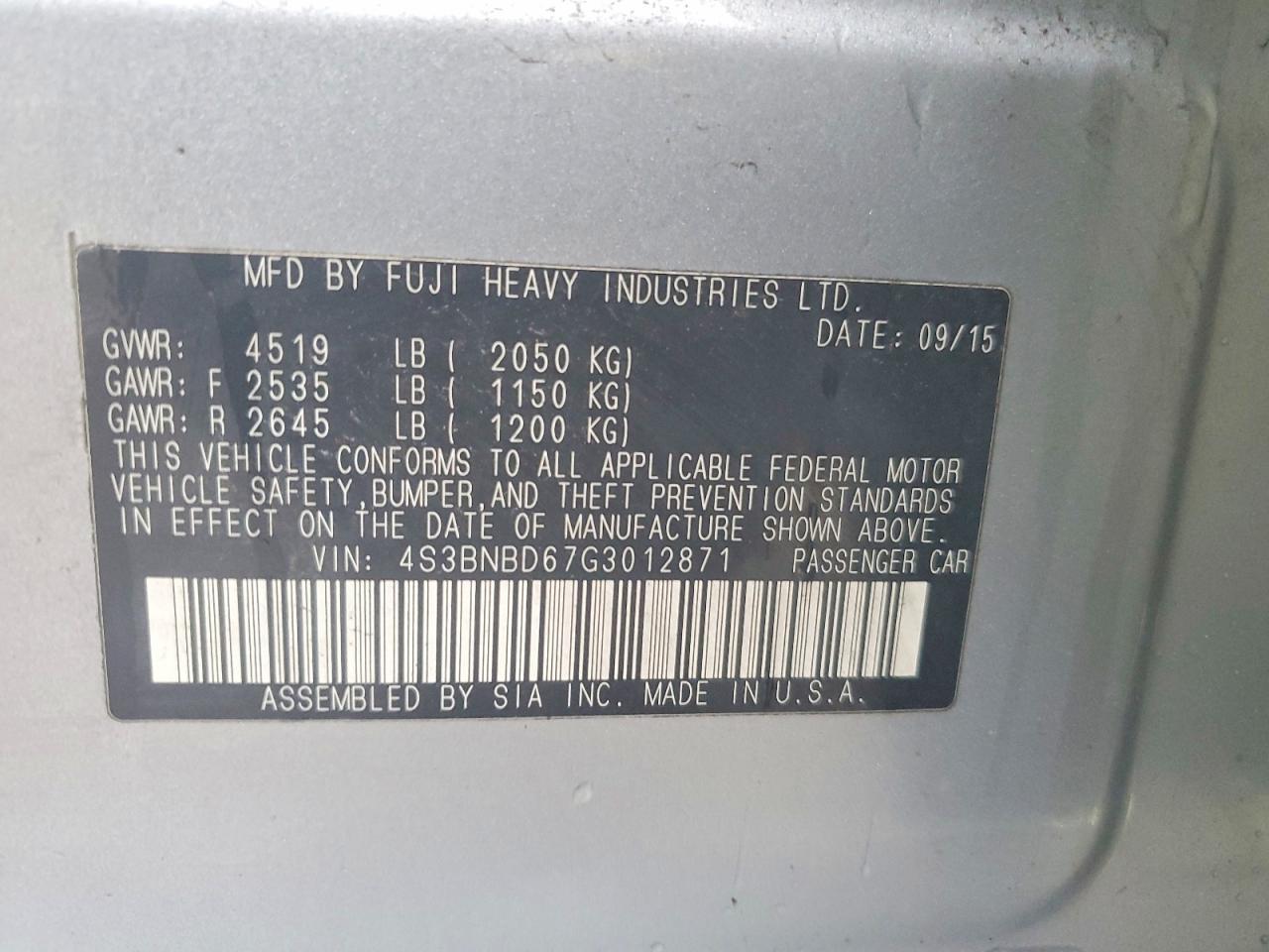 2016 SUBARU Legacy
