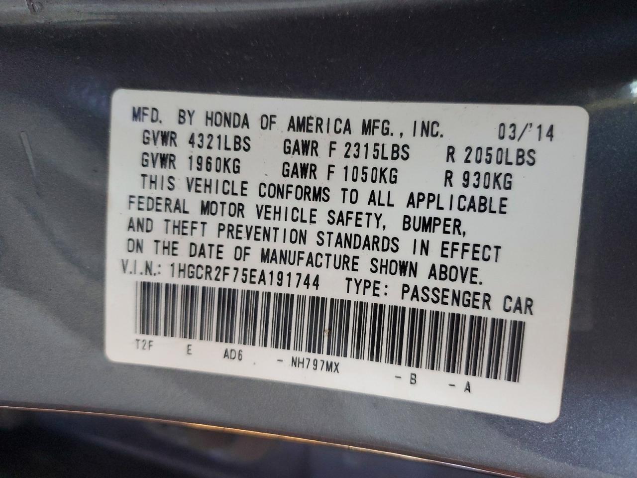 2014 HONDA ACCORD