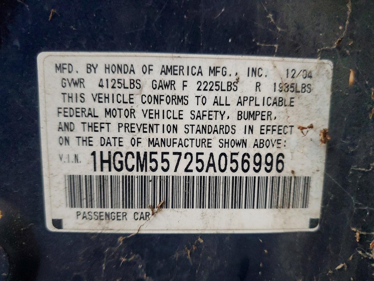 2005 HONDA ACCORD