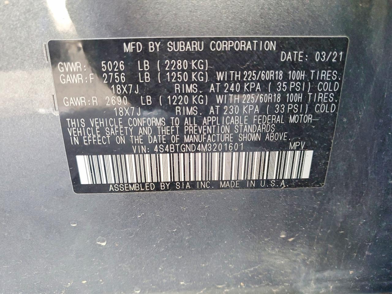 2021 SUBARU Outback