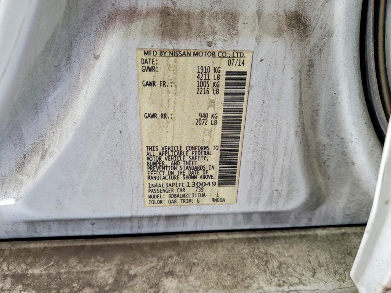 2015 NISSAN ALTIMA