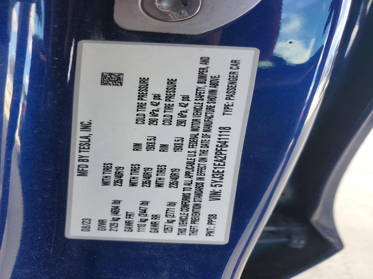 2023 TESLA MODEL 3