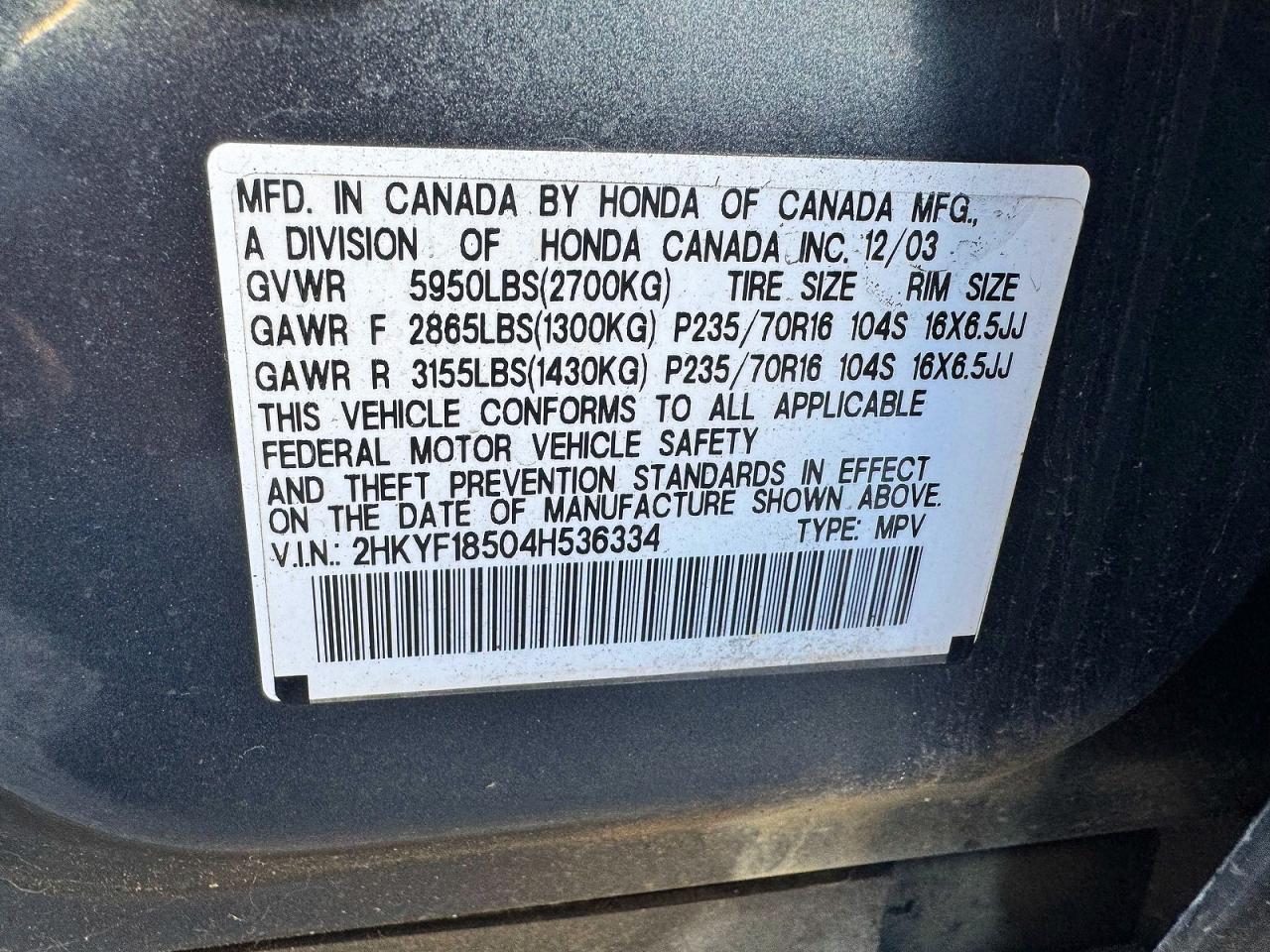 2004 HONDA PILOT